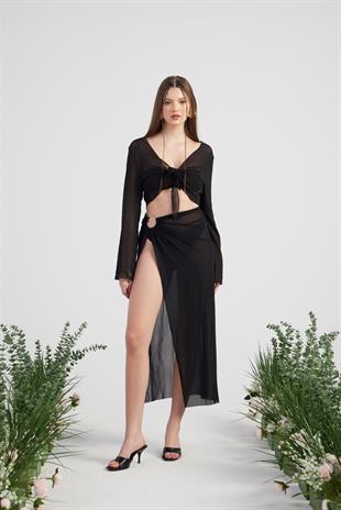 Alt Üst Ringer Pareo Takım Siyah