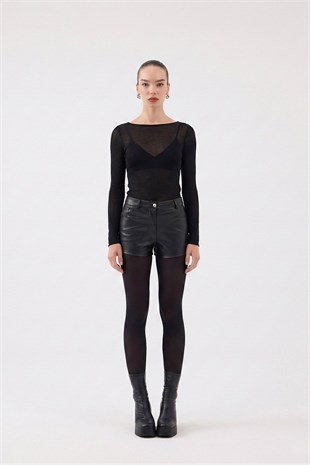 Kayık Yaka Ultra Soft Nikki Kaşmir Bluz Siyah