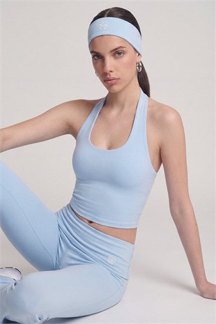 Beli Kıvrımlı Flare Ellen Tayt Pantolon Mavi