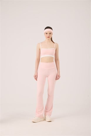 Yüksek Bel Flare Fabiola Tayt Pantolon Pembe