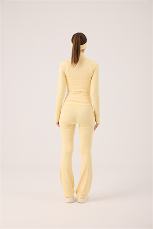 Parmak Detaylı Fermuarlı Fabiola Ceket Sarı