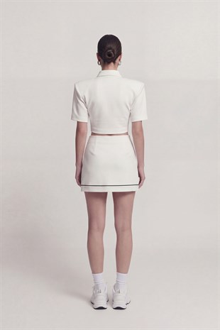 Slit Pocket Mini Brandi Short Skirt White
