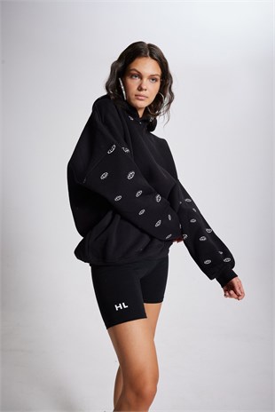 Oversize Kapüşonlu Unisex Eye Sweat Siyah