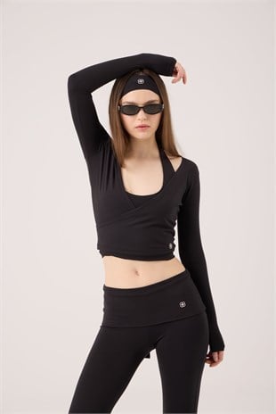 Bağlamalı Crop Kesim Ellen Bolero Siyah