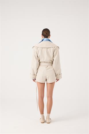 Trençkot Görünümlü Kemerli Regan Tulum Bej