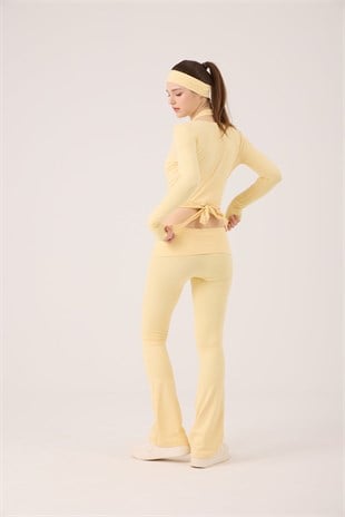 Bağlamalı Crop Kesim Ellen Bolero Sarı