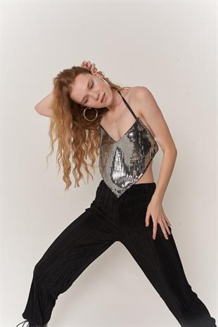 Glammy Triangle Crop Grey