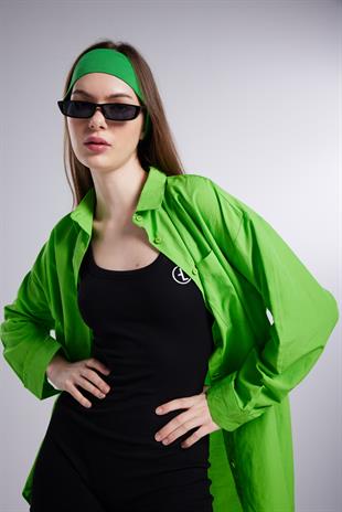 Cepli Oversize Kesim Lovesize Gömlek Yeşil