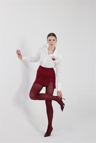 Gül Detaylı Poplin Madison Gömlek Beyaz