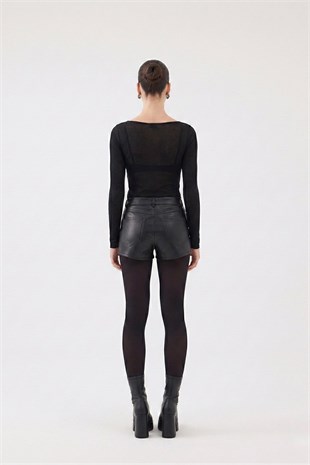 Kayık Yaka Ultra Soft Nikki Kaşmir Bluz Siyah