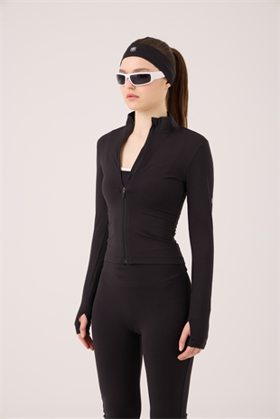 Parmak Detaylı Fermuarlı Fabiola Ceket Siyah