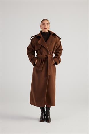 Kolu Kemerli Kuşaklı Uzun Kaşe Nora Kaban Kahve