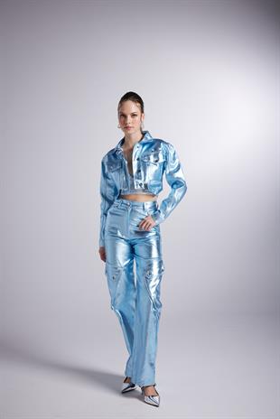 Varak Kaplama Kargo Cepli Millen Pantolon Mavi