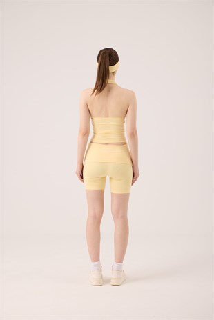 Beli Kıvrımlı Mini Kacie Şort Sarı