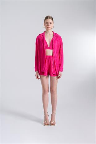 Oversize Düğme Kapamalı Comfy Oversize Gömlek Pembe