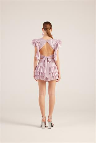 Fırfır Detaylı Etek Bluz Nana Takım Pembe