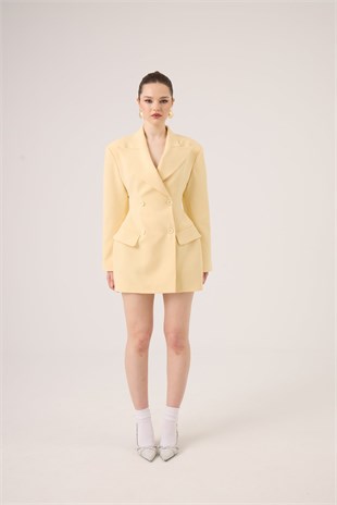 Belden Oturmalı Galina Blazer Ceket Sarı