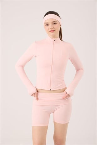 Parmak Detaylı Fermuarlı Fabiola Ceket Pembe
