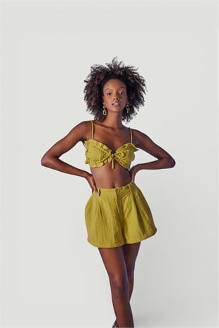 Crop Model Bağlamalı Playa Büstiyer Yeşil