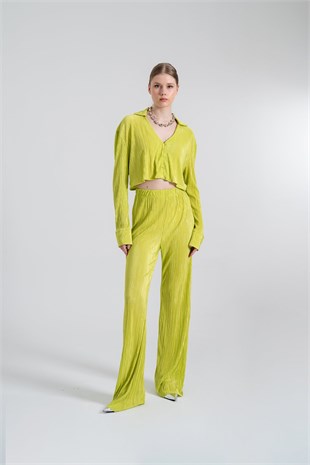 Beli Lastikli Esnek Comfy Pantolon Yeşil