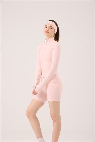 Parmak Detaylı Fermuarlı Fabiola Ceket Pembe