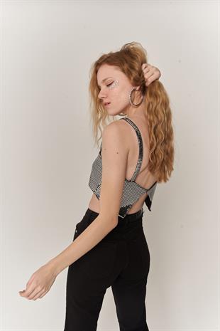 Glammy Strapless Crop Grey