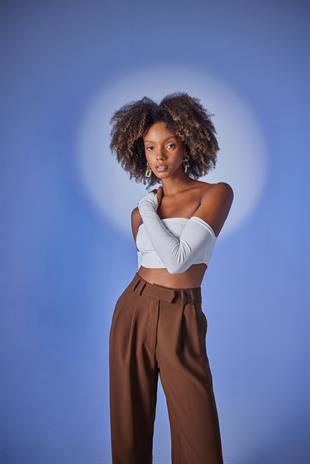 Straplez Model Noir Bluz Ekru