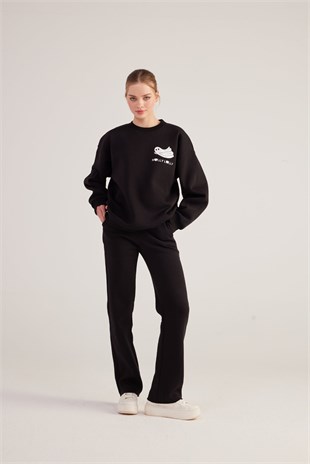 Oversize Kesin Unisex Ghosting Sweatshirt Siyah