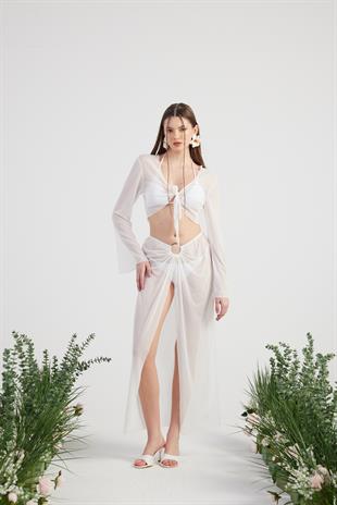 Alt Üst Ringer Pareo Takım Beyaz