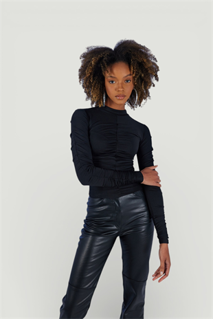 Draped Blouse Black