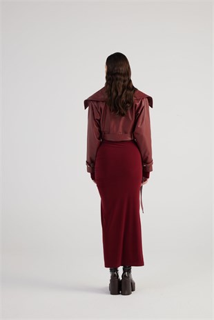 Neeko Leather Jacket Claret Red