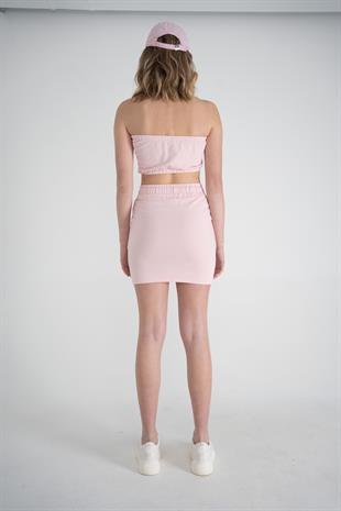 Mini Boy Bel Lastikli ve İpli Cepli Toa Etek Pembe