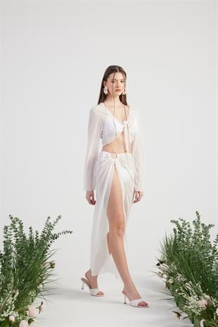 Alt Üst Ringer Pareo Takım Beyaz