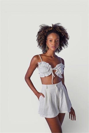 Crop Model Bağlamalı Playa Büstiyer Beyaz