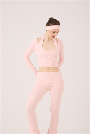 Bağlamalı Crop Kesim Ellen Bolero Pembe