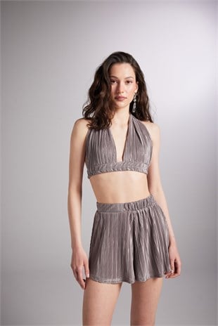 Beli Lastikli Bağlamalı Comfy Büstiyer Vizon