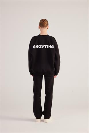 Oversize Kesin Unisex Ghosting Sweatshirt Siyah