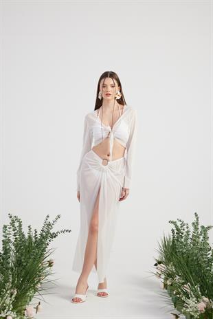 Alt Üst Ringer Pareo Takım Beyaz