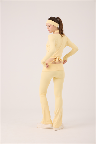 Bağlamalı Crop Kesim Ellen Bolero Sarı