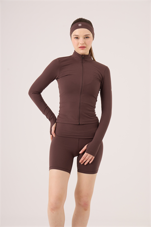 Parmak Detaylı Fermuarlı Fabiola Ceket Kahve