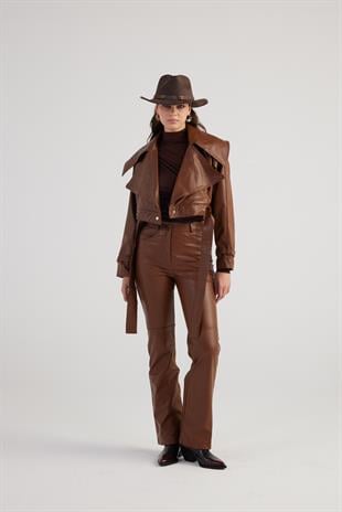 Dolores Leather Trousers Brown