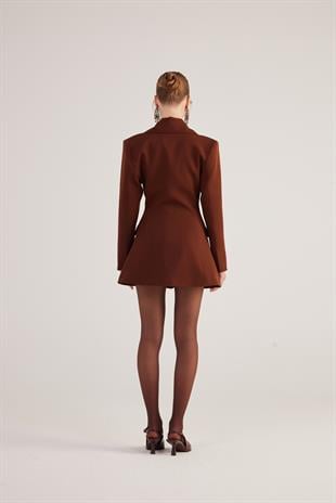 Belden Oturmalı Fit Kesim Deja Blazer Ceket Kahve