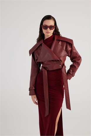 Neeko Leather Jacket Claret Red