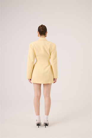 Belden Oturmalı Galina Blazer Ceket Sarı