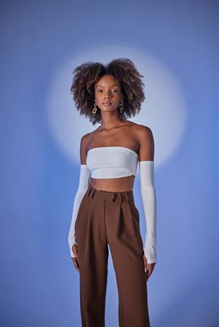 Straplez Model Noir Bluz Ekru