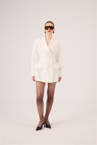 Belden Oturmalı Galina Blazer Ceket Ekru