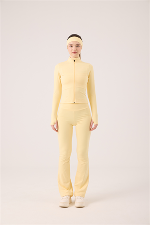 Parmak Detaylı Fermuarlı Fabiola Ceket Sarı