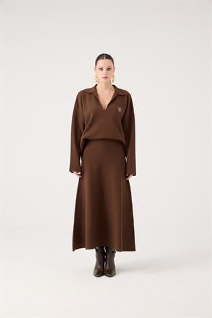 Zoi Knit Skirt Brown