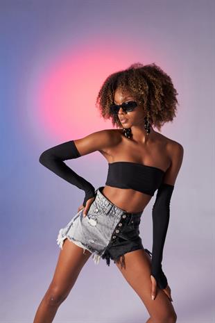 Straplez Model Noir Bluz Siyah