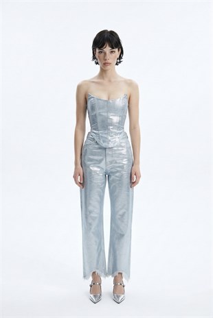 Glossy Jean Trousers Blue